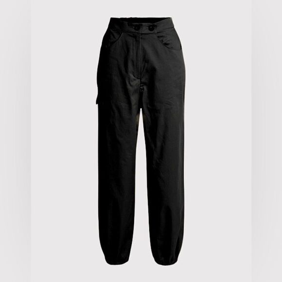 NWT The Range Structured Twill High Waist Cargo Pants in Black $350 size XS - Picture 2 of 14